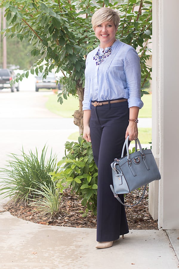 blue monochromatic outfit