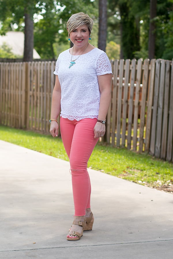 how to style coral jeans for spring or summer - Savvy Southern Chic