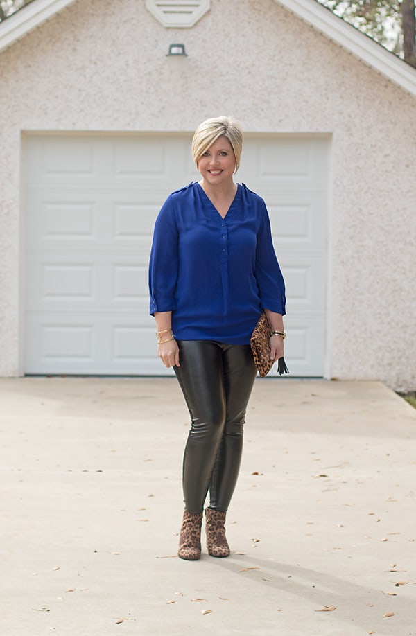 faux leather leggings and leopard ankle boots