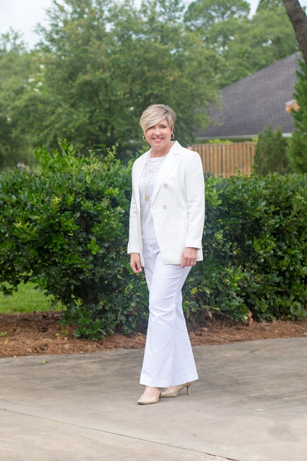 all white summer office outfit