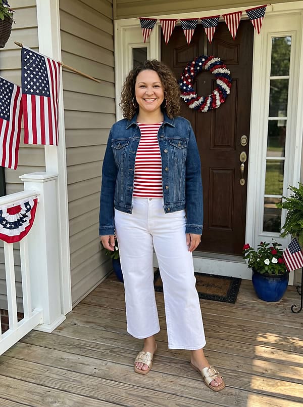 white jeans and denim jacket outfit