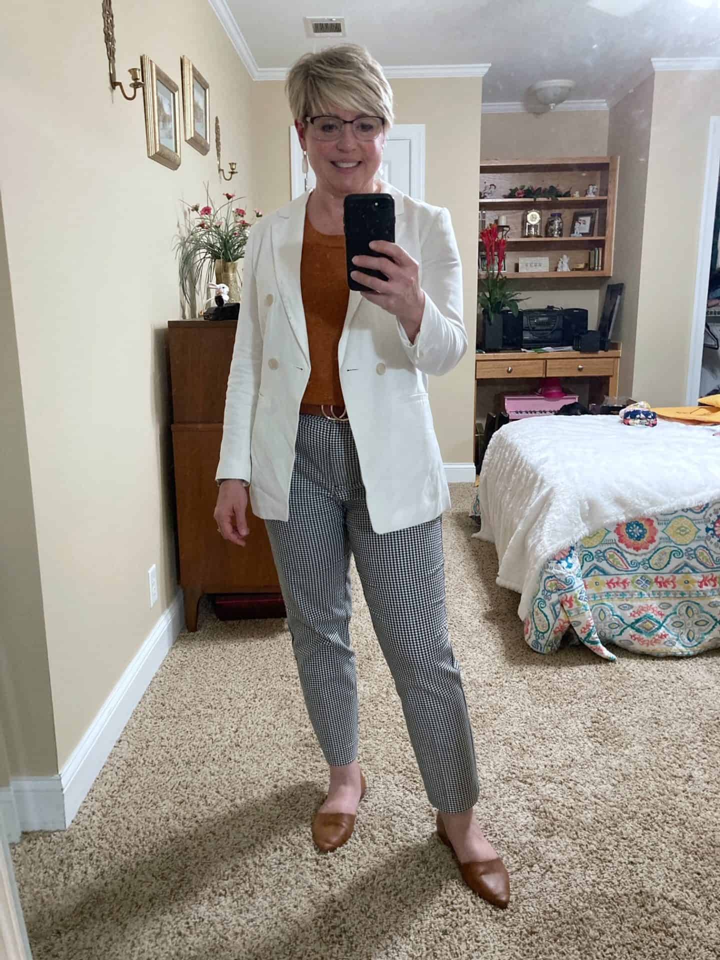 white linen blazer outfit