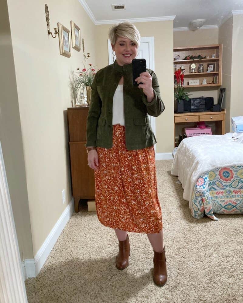 Jupe Old Navy Femme Taille S Orange Brûlé à Motifs Fleuris - Doublée - Taille élastiquée - Occasion TBE