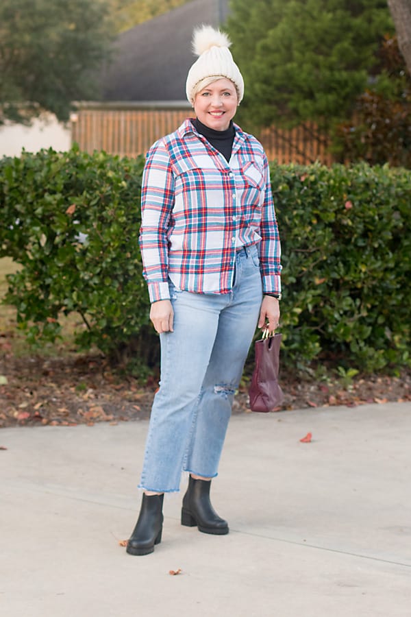 plaid shirt and chelsea boots outfit