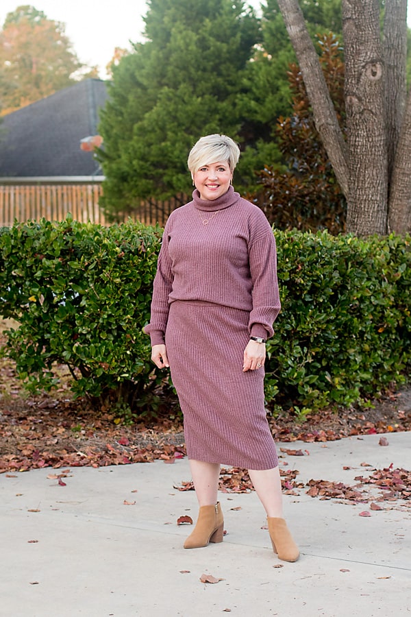 sweater midi skirt set