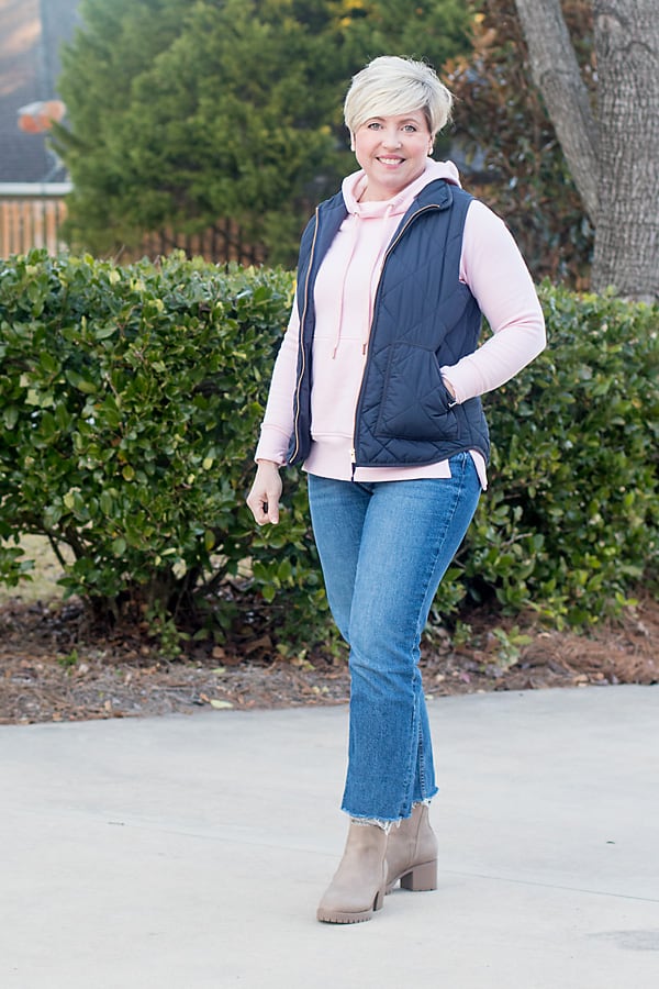 quilted vest with hoodie