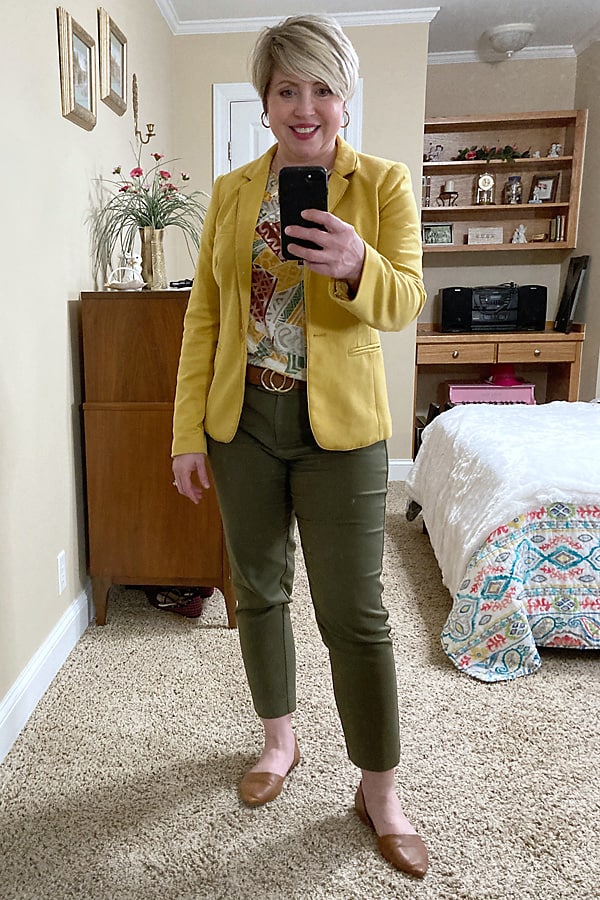 Mustard and 2024 olive outfit