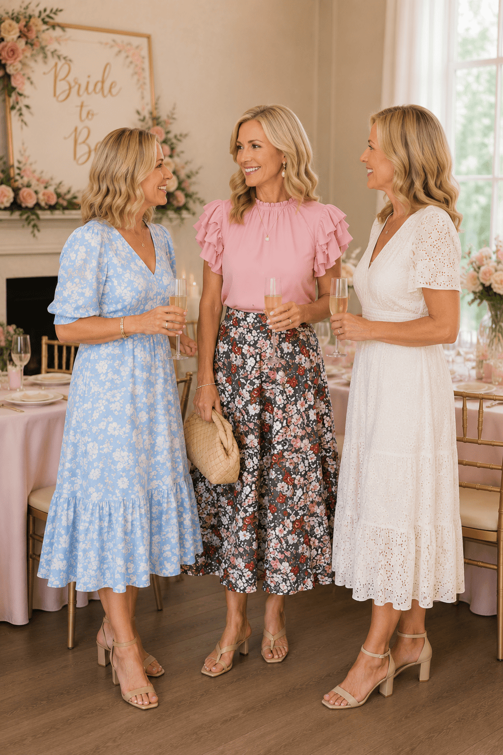 floral skirt bridal shower outfit
