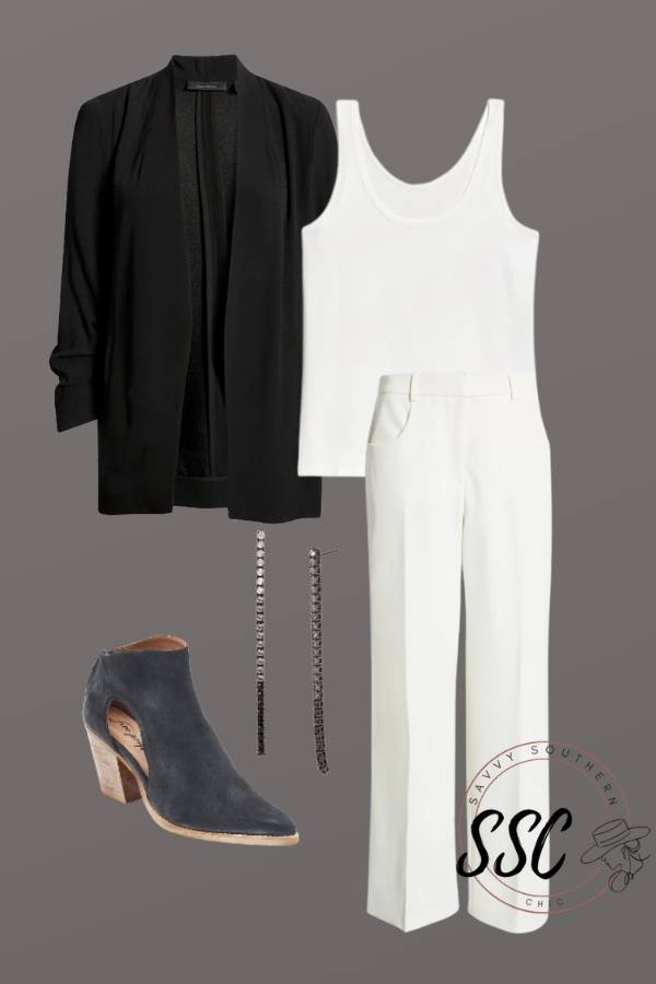 black and white minimalist outfit