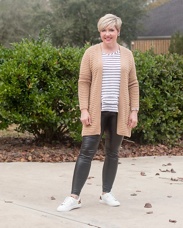 stripes with leather leggings