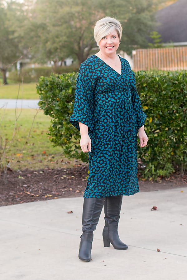 midi dress with tall boots