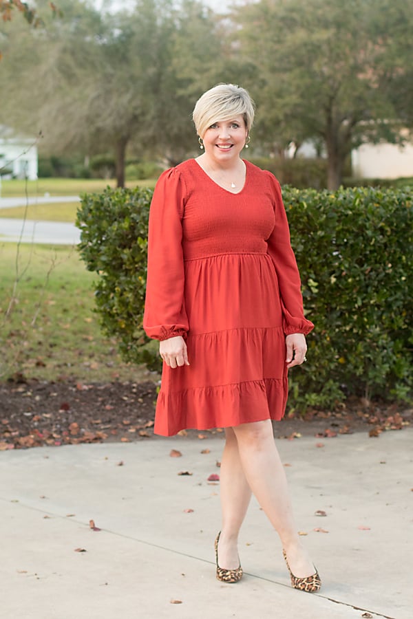 leopard heels with red dress