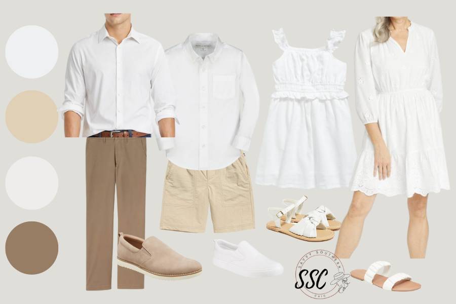 All white family photo shoot outfits