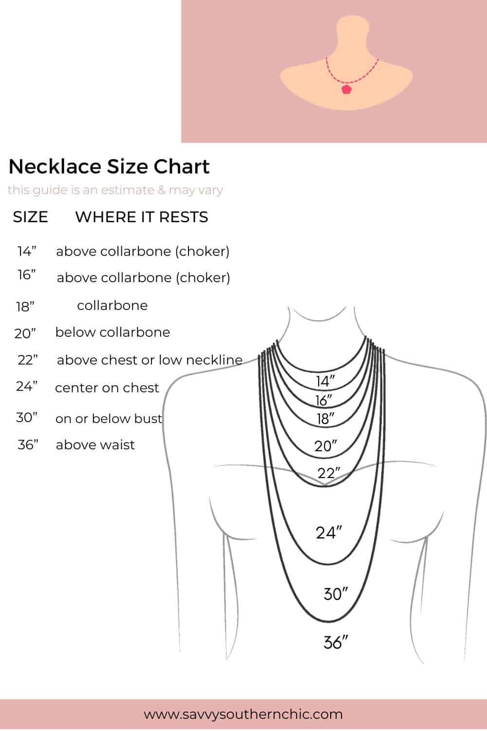 Necklace size guide  Classy Women Collection