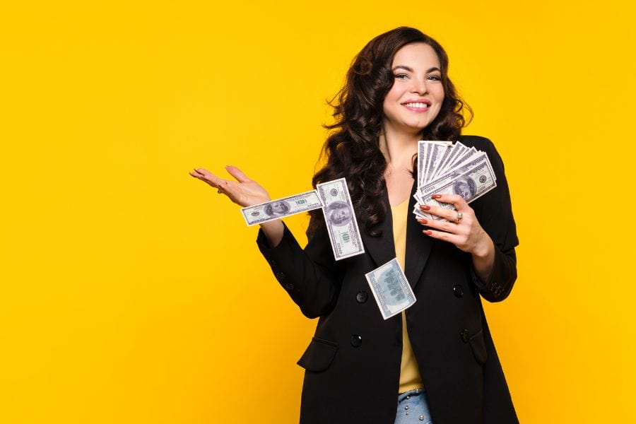 woman with cash