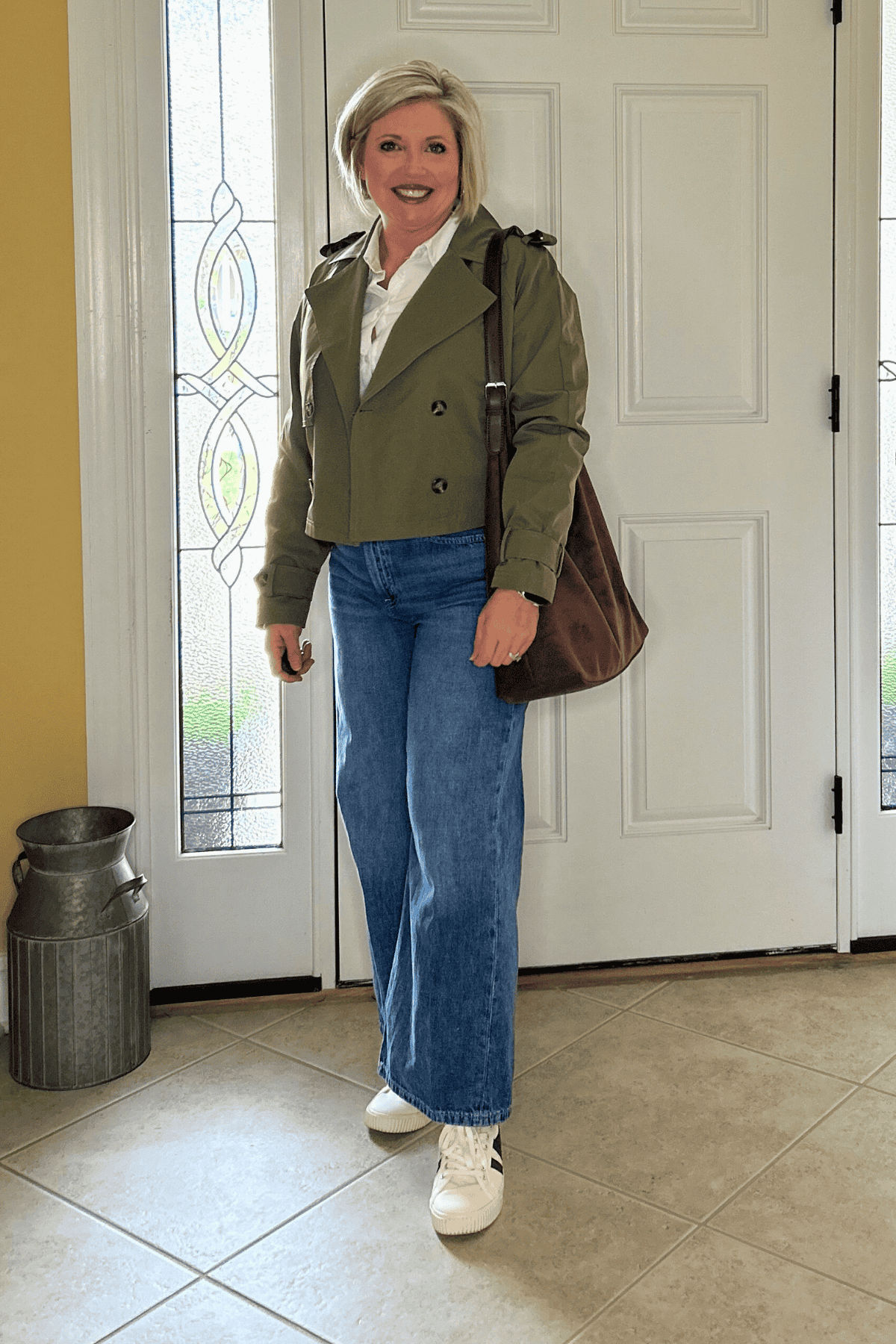 cropped trench spring outfit