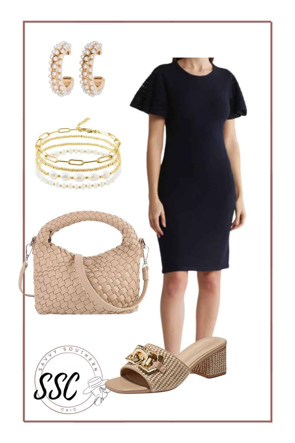 navy shift dress