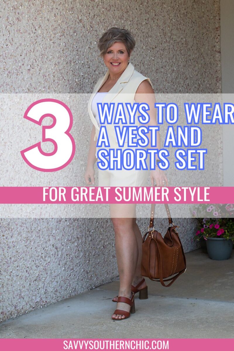 Casual Color Block Plaid Vest Shorts Set