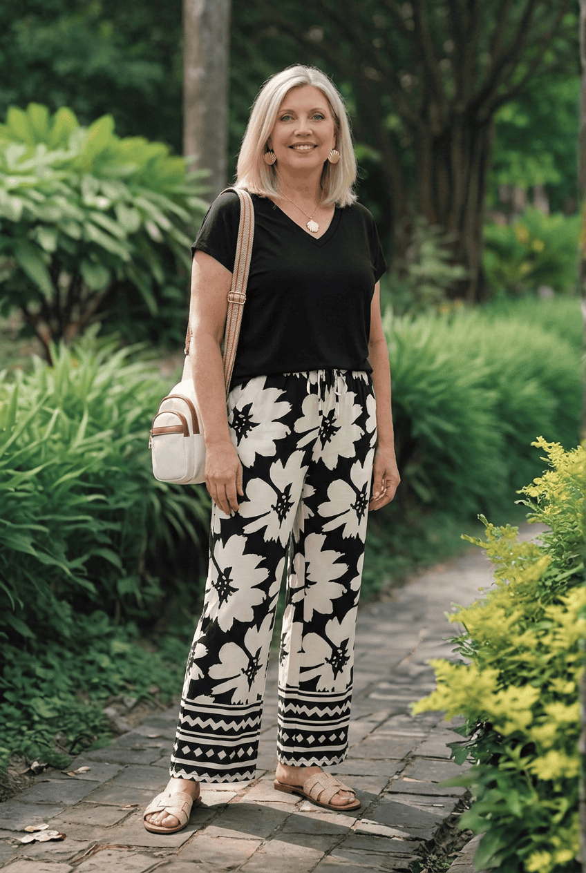 two piece matching set flowy pants