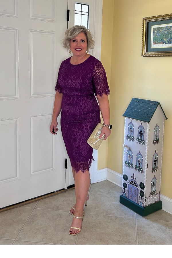 purple lace dress Amazon