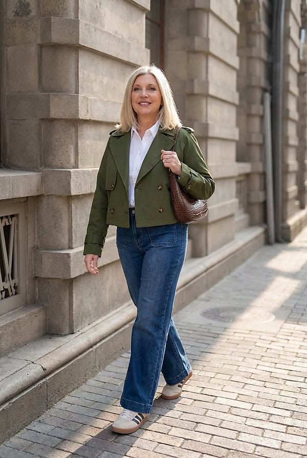 cropped trench outfit