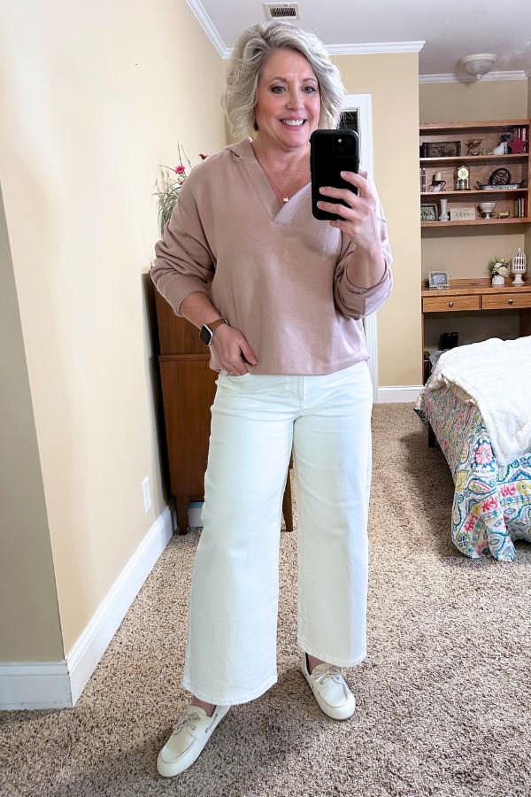 wide leg cropped pants outfit