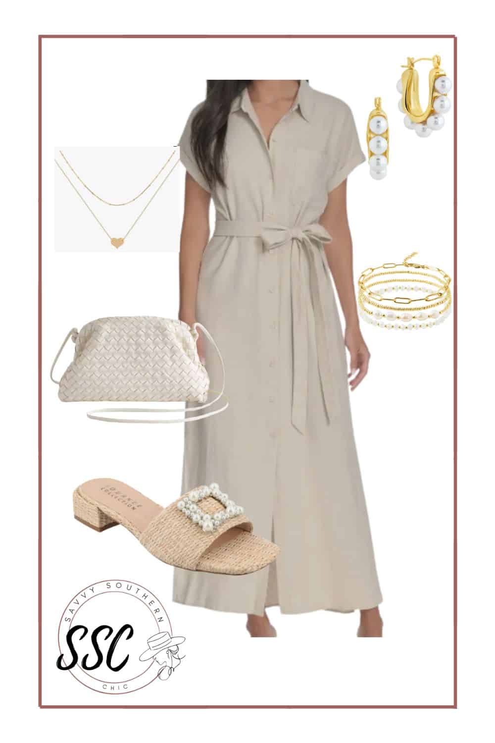 linen blend shirtdress dress for mom of the graduate