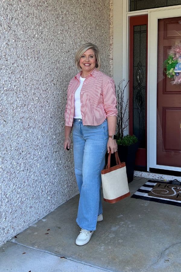 cropped button up outfit