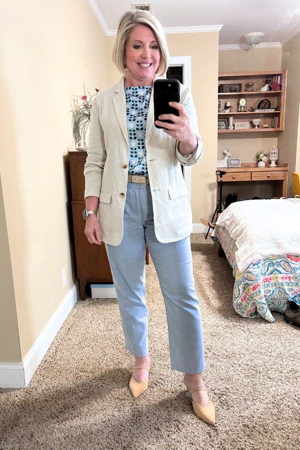 linen blazer work outfit