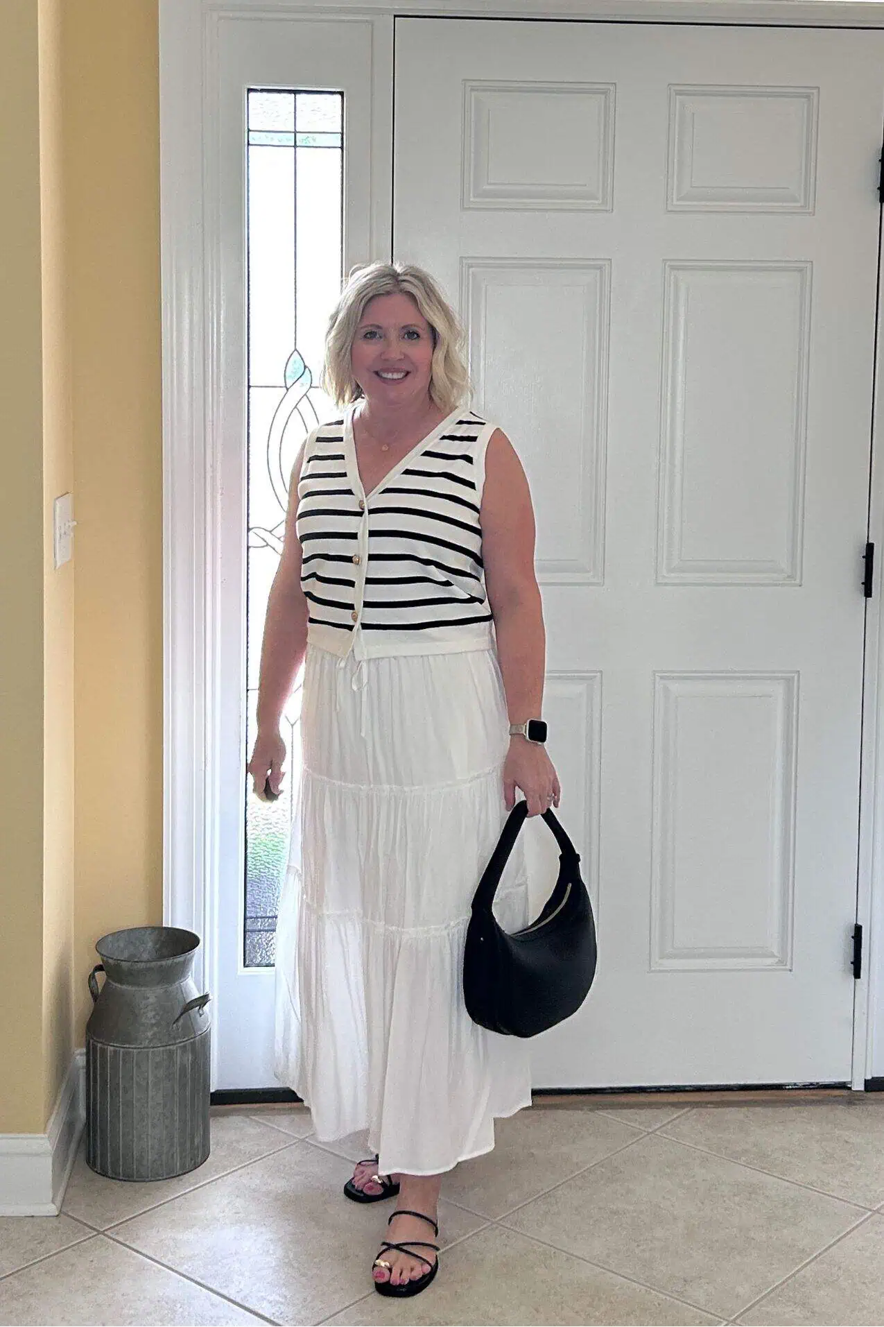 Cotton Maxi Skirt with Sweater Vest