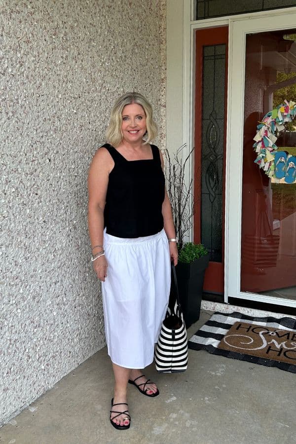 white skirt summer outfit