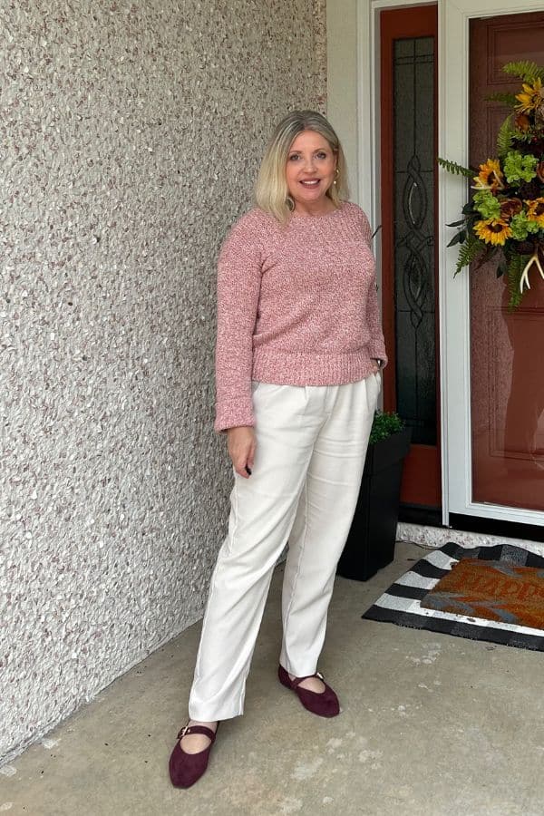 cream trousers outfit