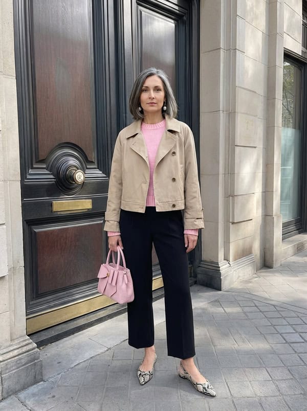Spring outfit idea with cropped trench jacket