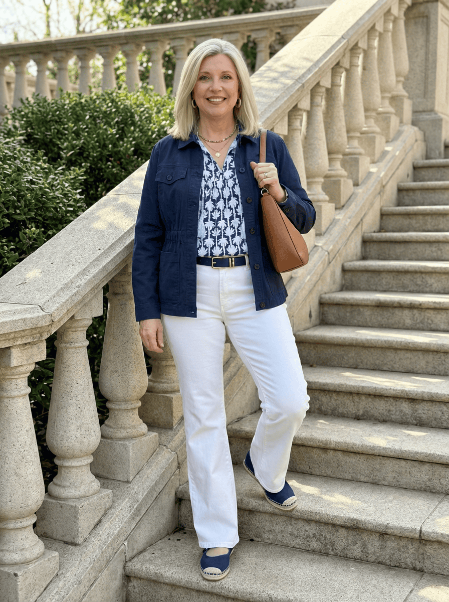 Spring Outfit with Navy Utility Jacket