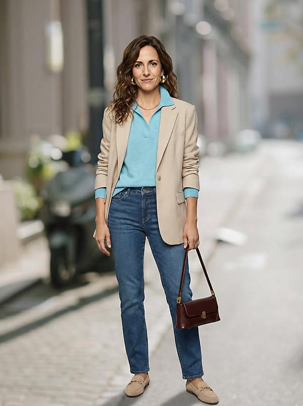 spring outfit idea with blazer and jeans