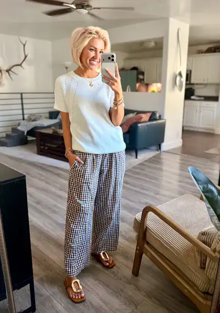 gingham pants outfit