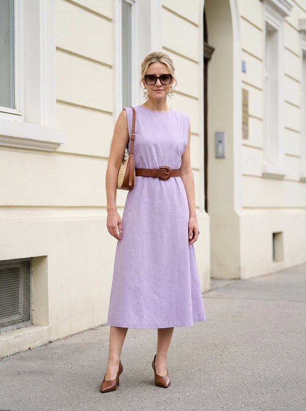 high vamp heels and midi dress