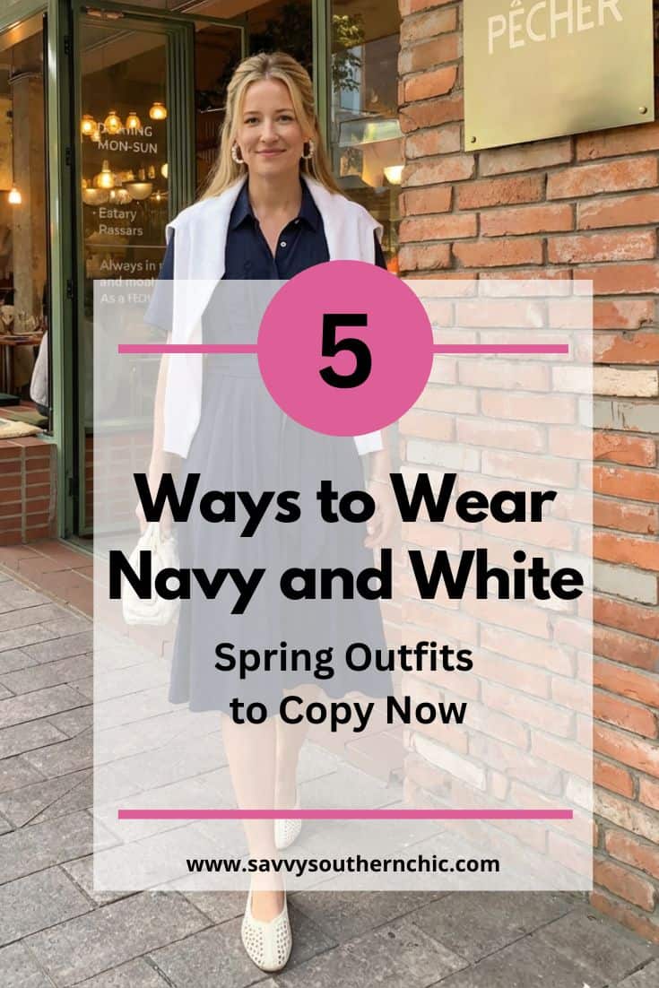 Navy and white outfits for spring