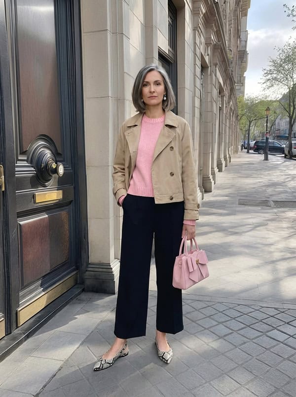 Cropped trench spring outfit