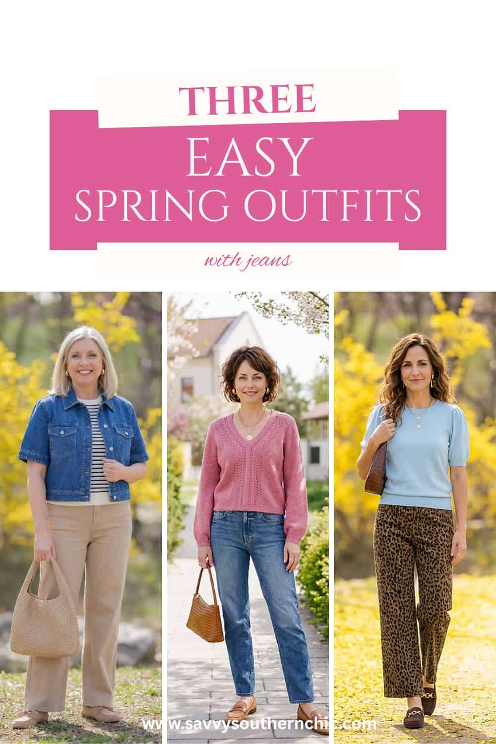 3 easy spring jeans outfits