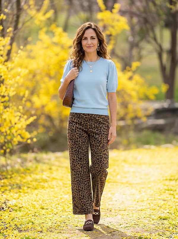 easy spring outfit leopard jeans