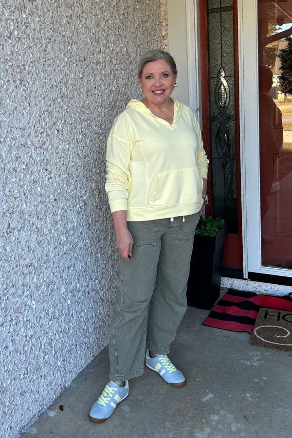 butter yellow and olive spring outfit