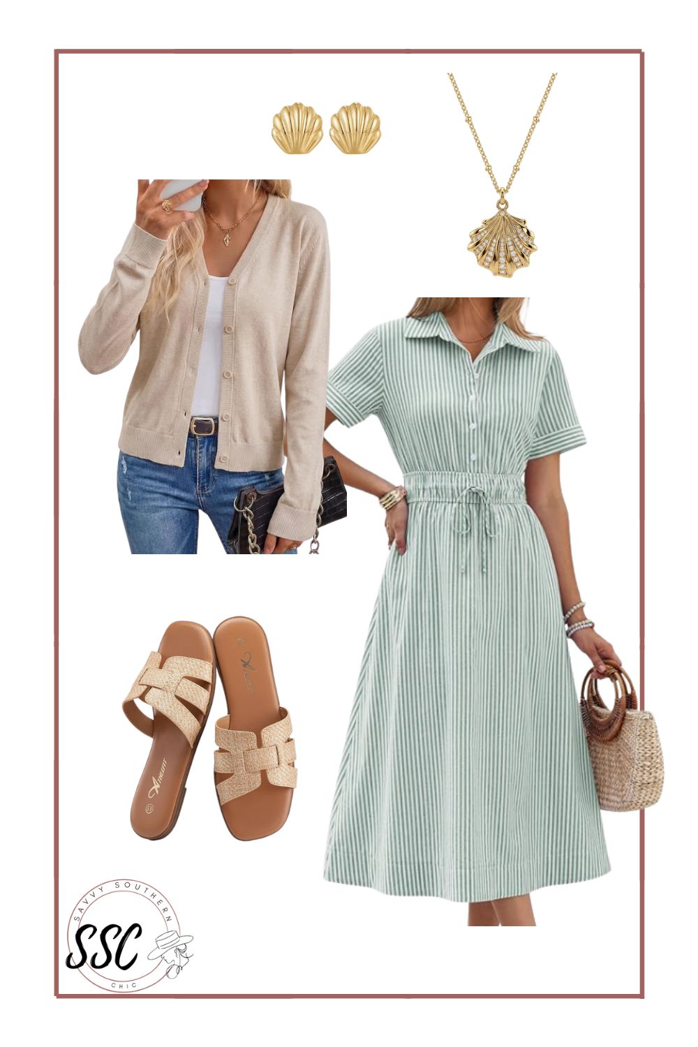 striped dress summer vacation outfit