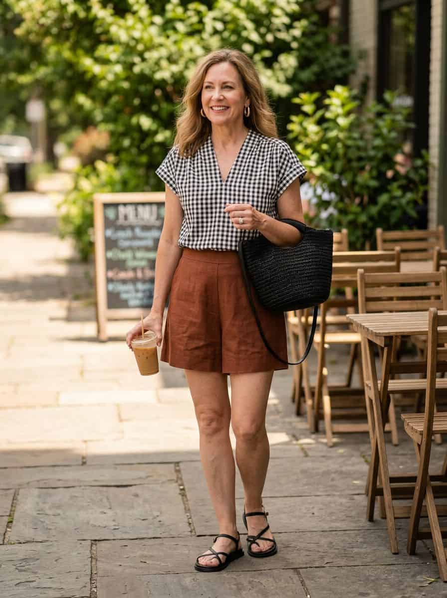 gingham top outfit