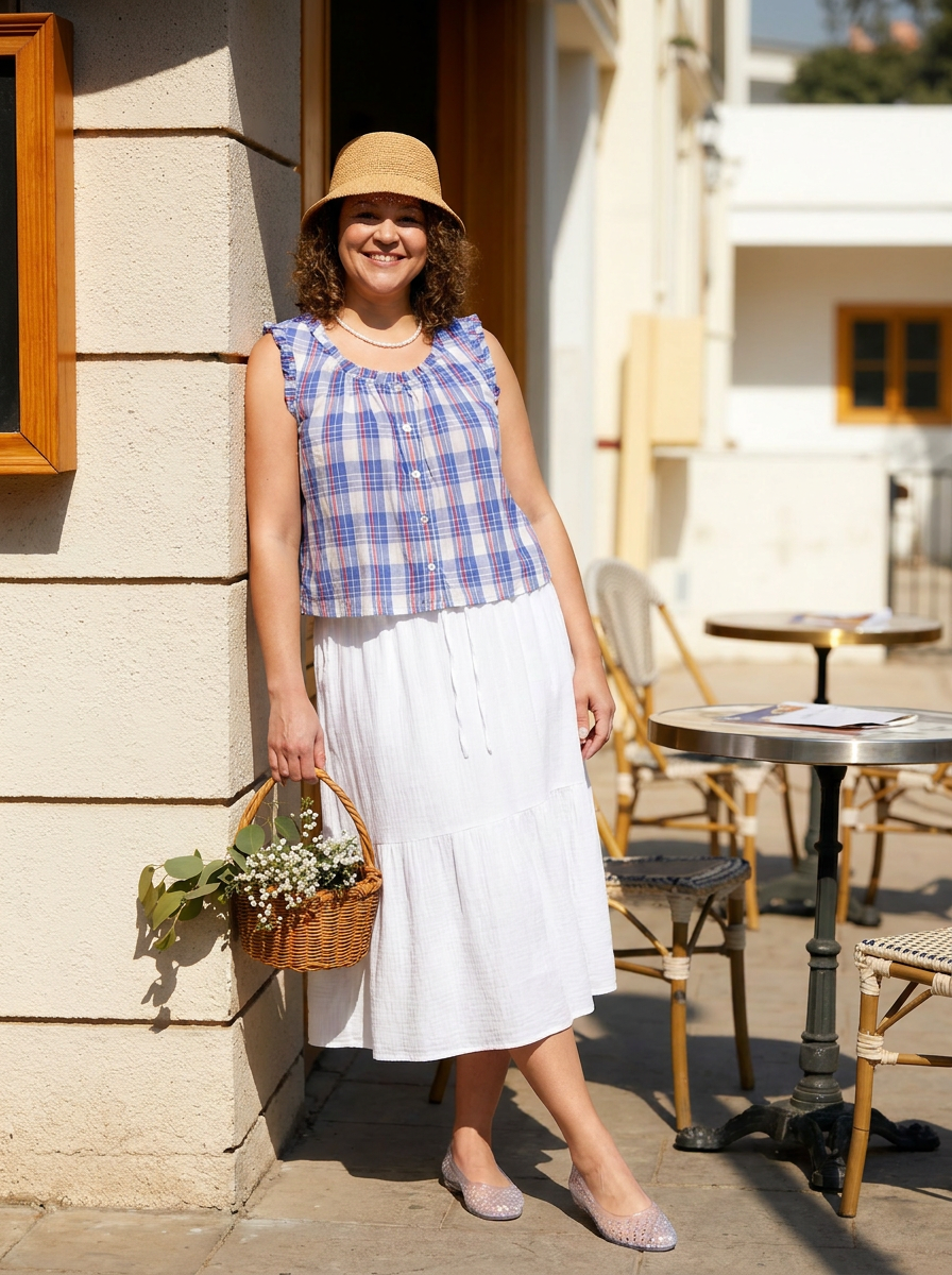 white skirt outfit