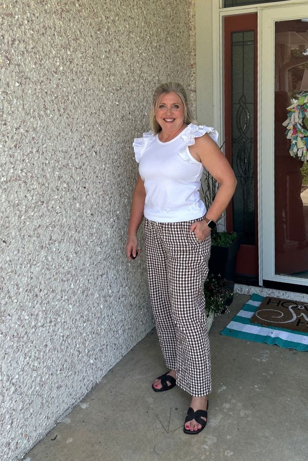 gingham pants outfit 