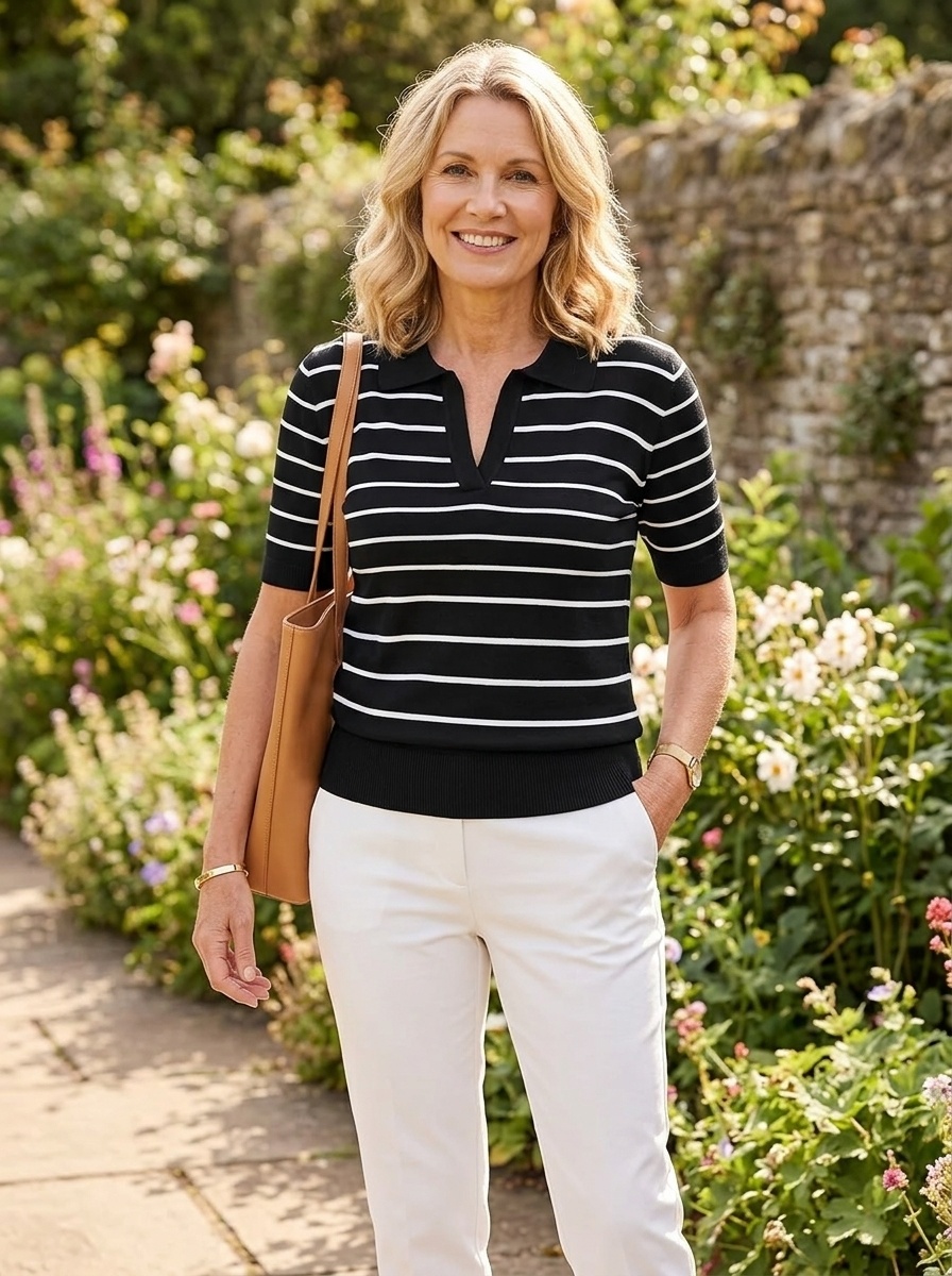 striped polo sweater