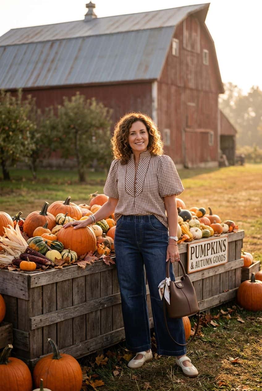 fall puff sleeve top outfit