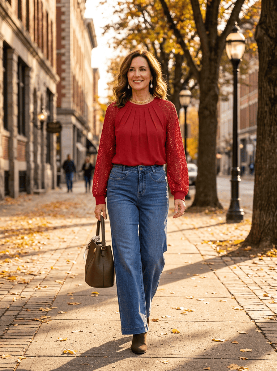 dressy fall jeans outfit