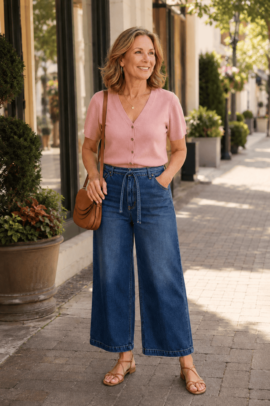 wide leg jeans early fall outfit